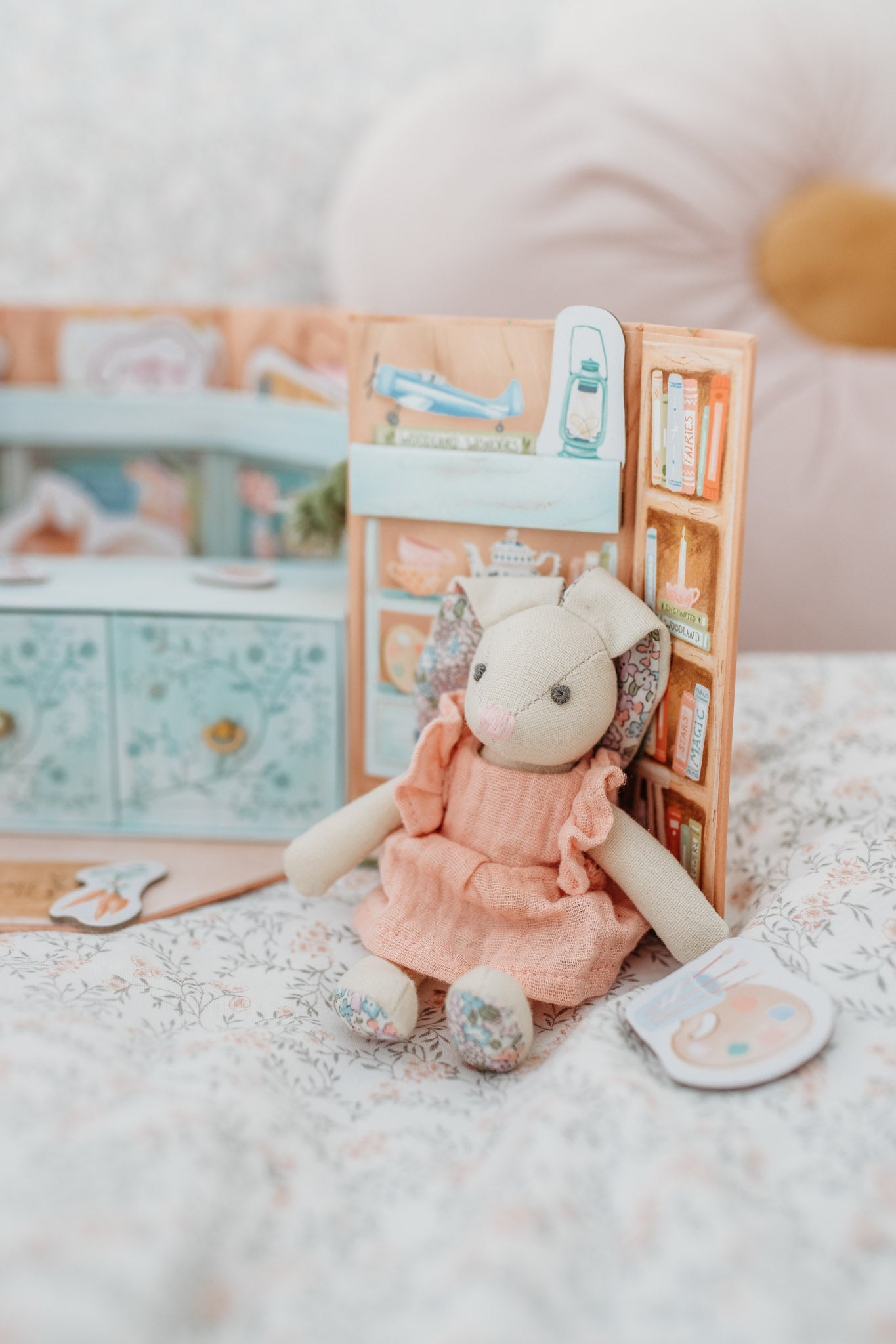 Sweet Betsy Bunny has had a fun day in her little shop.